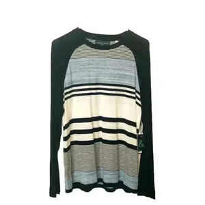 Paisley & Gray Navy/Aqua Striped Soft Long Sleeve Pullover Crewneck Size Large